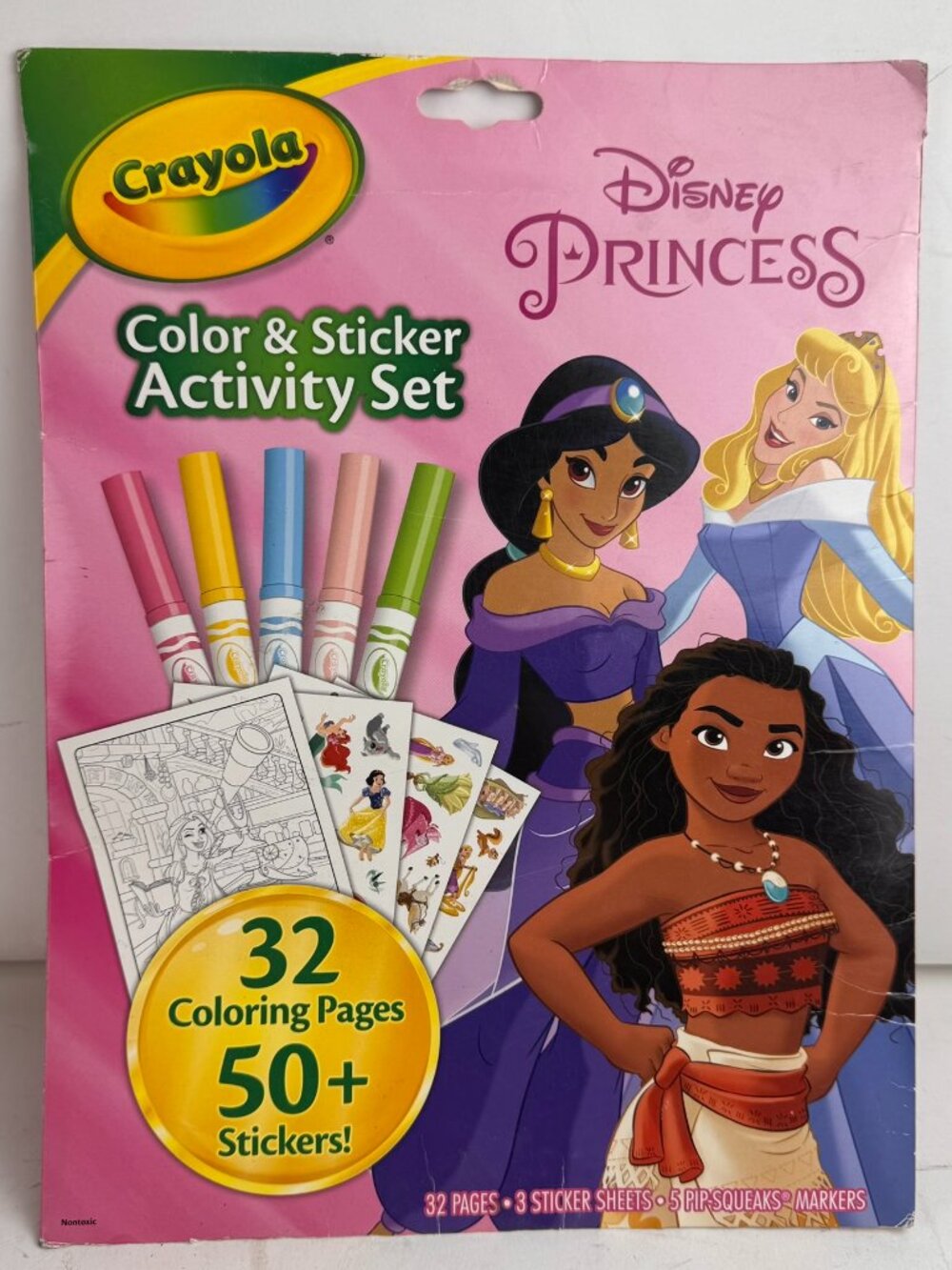 Disney Moana & Princess Coloring Book Lot Bendon Jumbo & Crayola Sticker Set